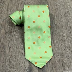Brioni Green 100% Silk Made in Italy Thick Polka Dot 7 Fold Thick Textured Tie